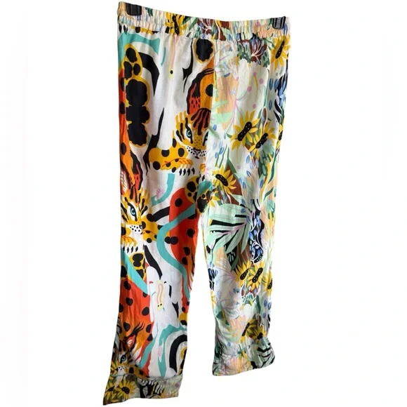 Marcos Navarro for Anthropologie Flannel Sleep Pants Animal Print Colorful, M - Picture 6 of 14